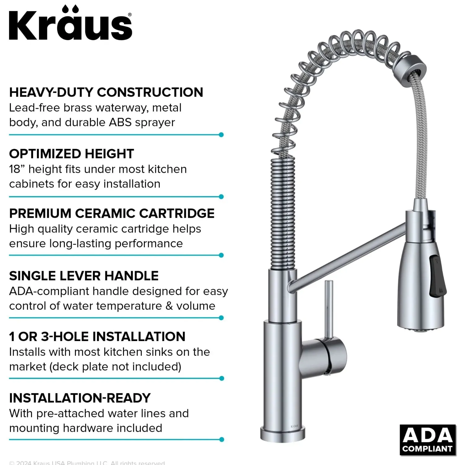 Outlet Coda Commercial StyleSingle Handle Pull Down Kitchen Faucet in Chrome Single Hole