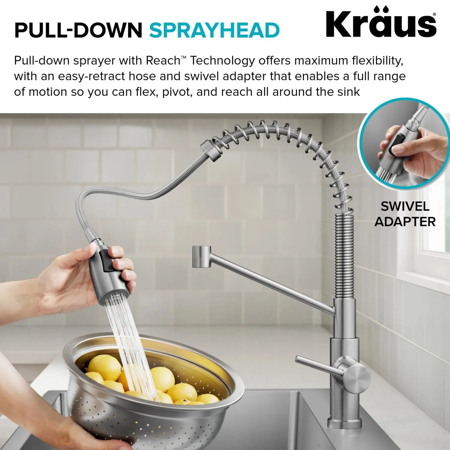 Outlet Coda Commercial StyleSingle Handle Pull Down Kitchen Faucet in Chrome Single Hole