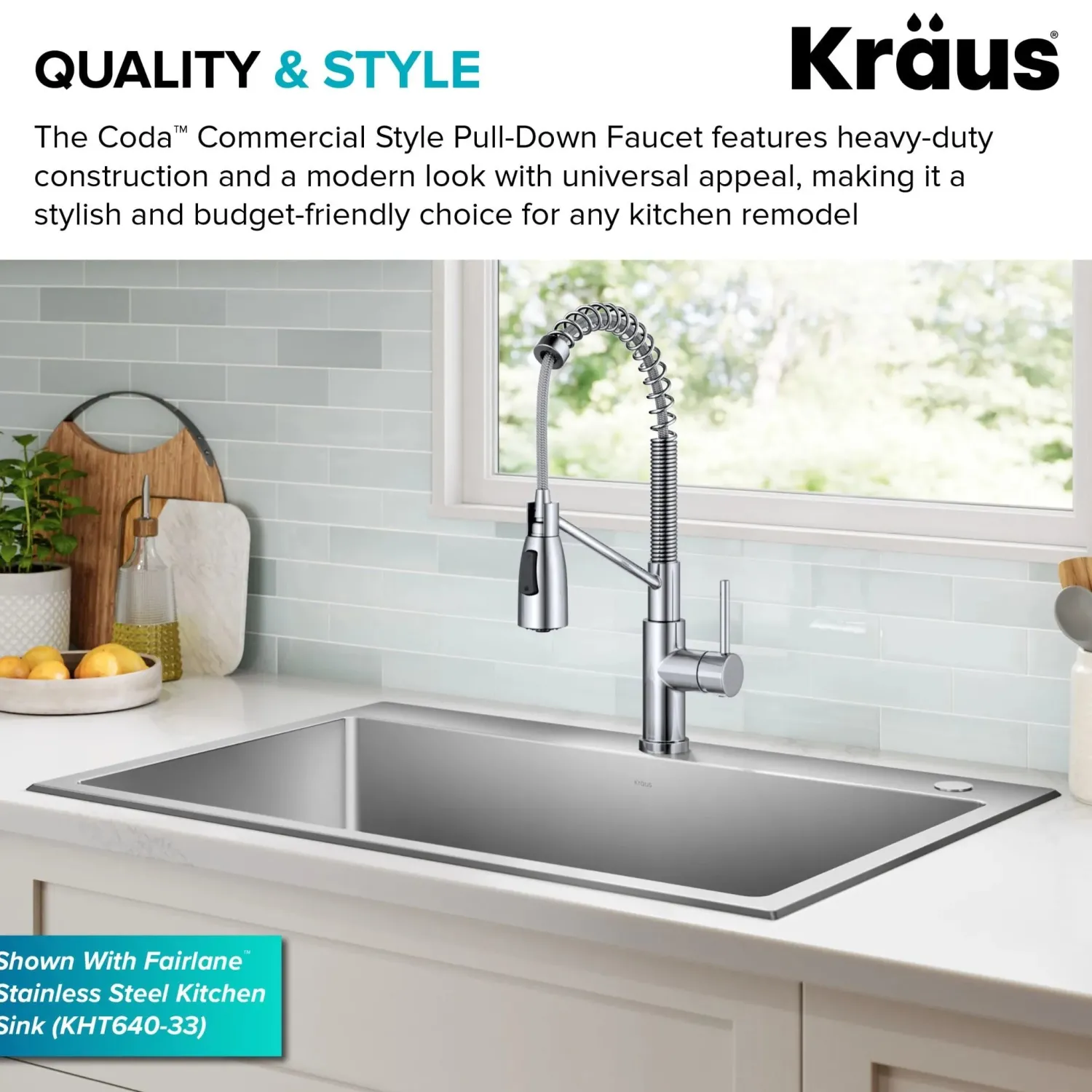 Outlet Coda Commercial StyleSingle Handle Pull Down Kitchen Faucet in Chrome Single Hole