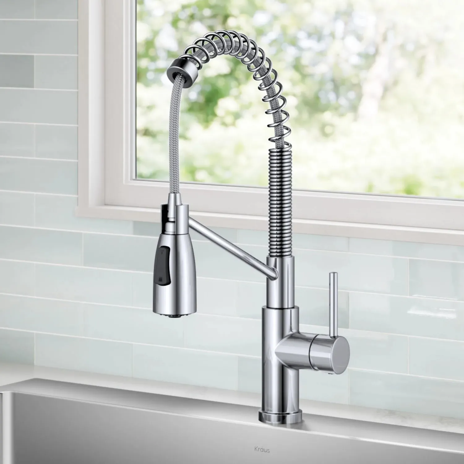 Outlet Coda Commercial StyleSingle Handle Pull Down Kitchen Faucet in Chrome Single Hole