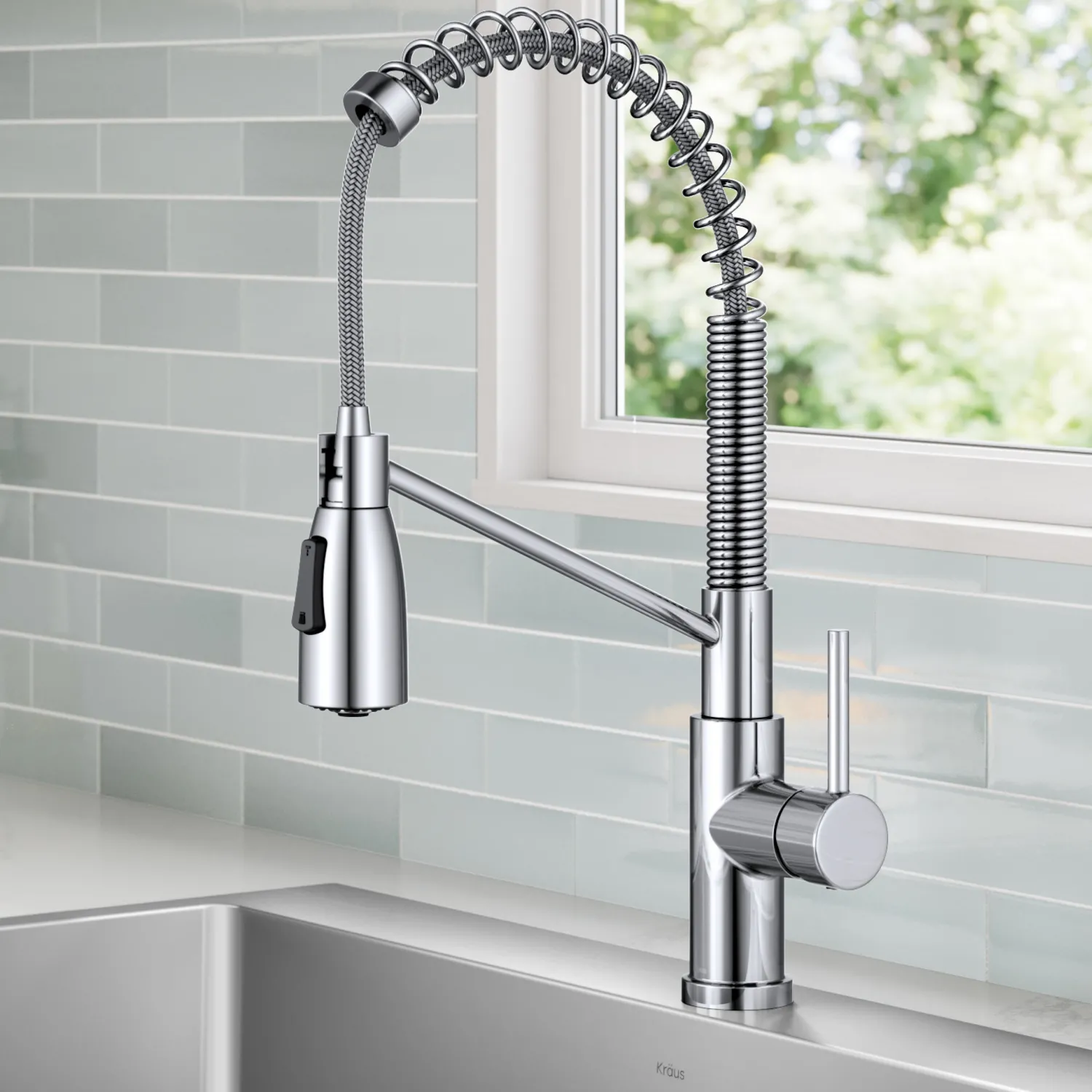 Outlet Coda Commercial StyleSingle Handle Pull Down Kitchen Faucet in Chrome Single Hole