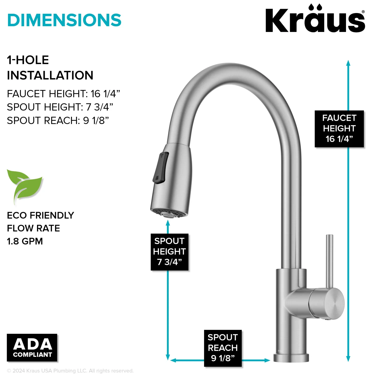 Sale Coda Single Handle Pull Down Kitchen Faucet in Spot-Free Stainless Steel Single Hole