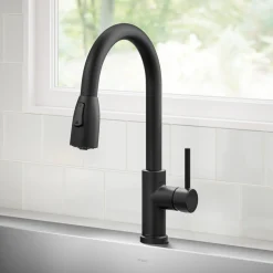 Online Coda Single Handle Pull Down Kitchen Faucet in Matte Black Single Hole
