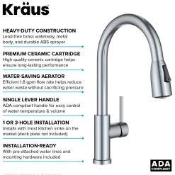 Best Coda Single Handle Pull Down Kitchen Faucet in Chrome Single Hole