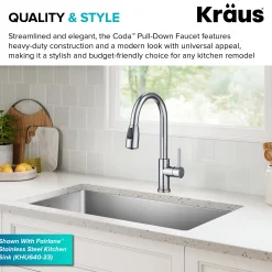 Best Coda Single Handle Pull Down Kitchen Faucet in Chrome Single Hole