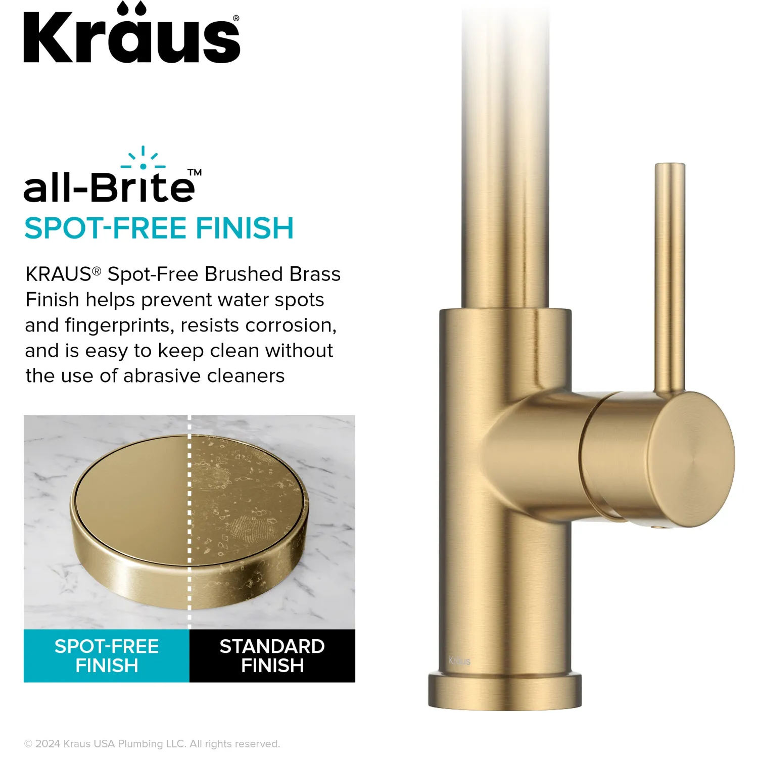 Discount Coda Single Handle Pull Down Kitchen Faucet in Spot-Free Brushed Brass Single Hole