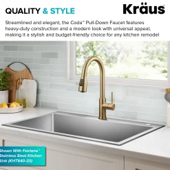Discount Coda Single Handle Pull Down Kitchen Faucet in Spot-Free Brushed Brass Single Hole