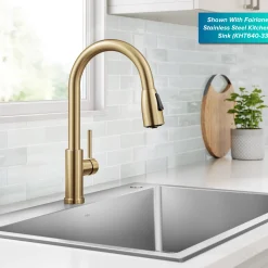 Discount Coda Single Handle Pull Down Kitchen Faucet in Spot-Free Brushed Brass Single Hole