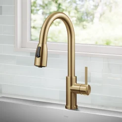 Discount Coda Single Handle Pull Down Kitchen Faucet in Spot-Free Brushed Brass Single Hole