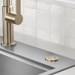Outlet Contemporary Flat Top Button Garbage Disposal Air Switch Kit in Antique Champagne Bronze Garbage Disposals & Parts