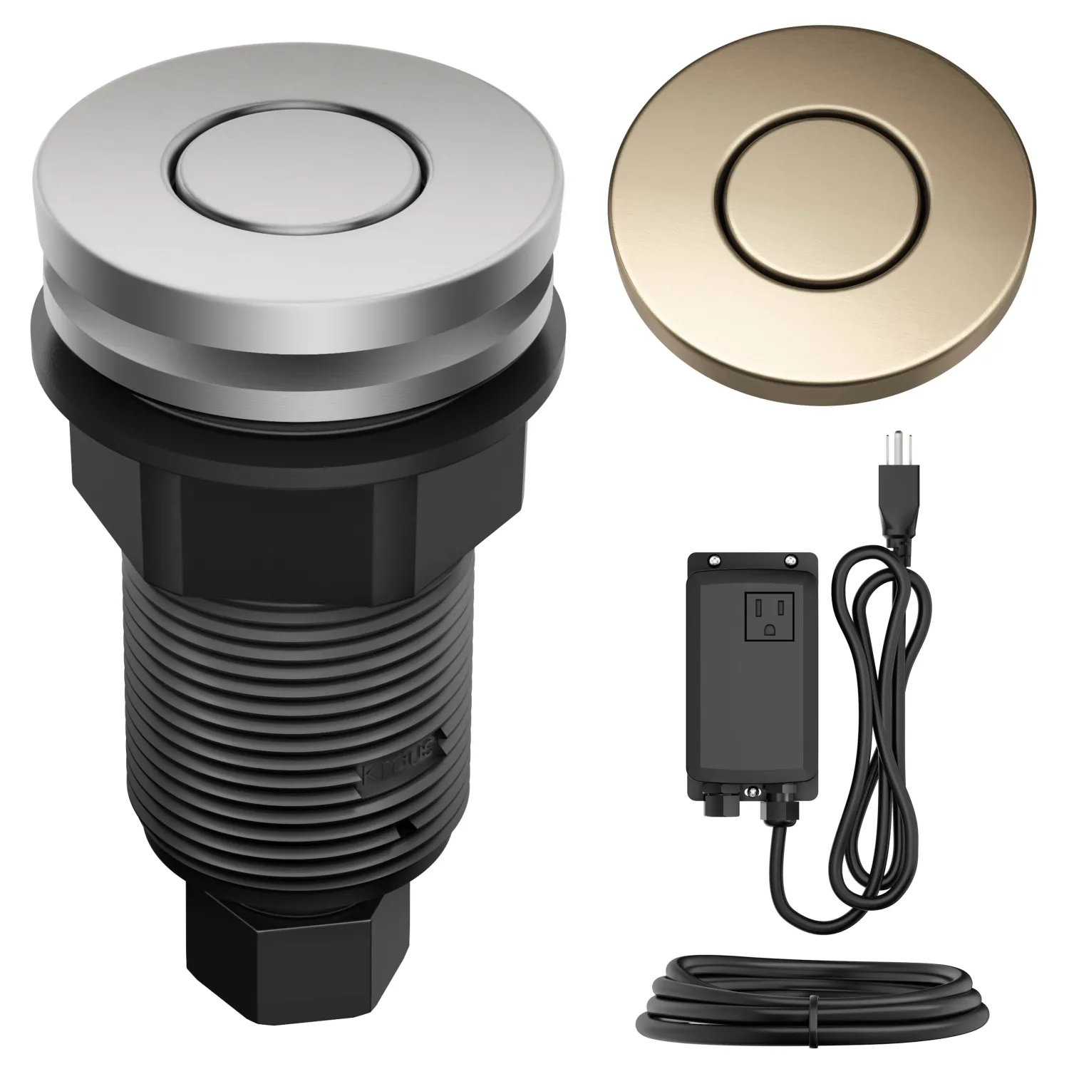 Outlet Contemporary Flat Top Button Garbage Disposal Air Switch Kit in Antique Champagne Bronze Garbage Disposals & Parts