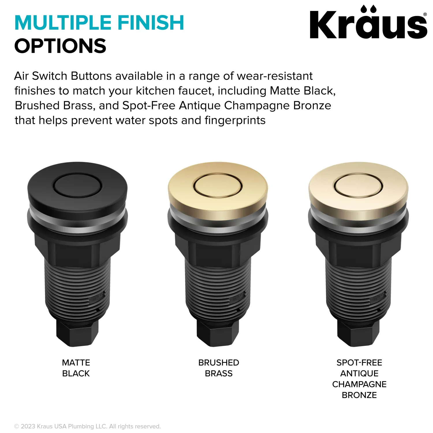 Sale Contemporary Flat Top Button Garbage Disposal Air Switch Kit in Brushed Brass Garbage Disposals & Parts