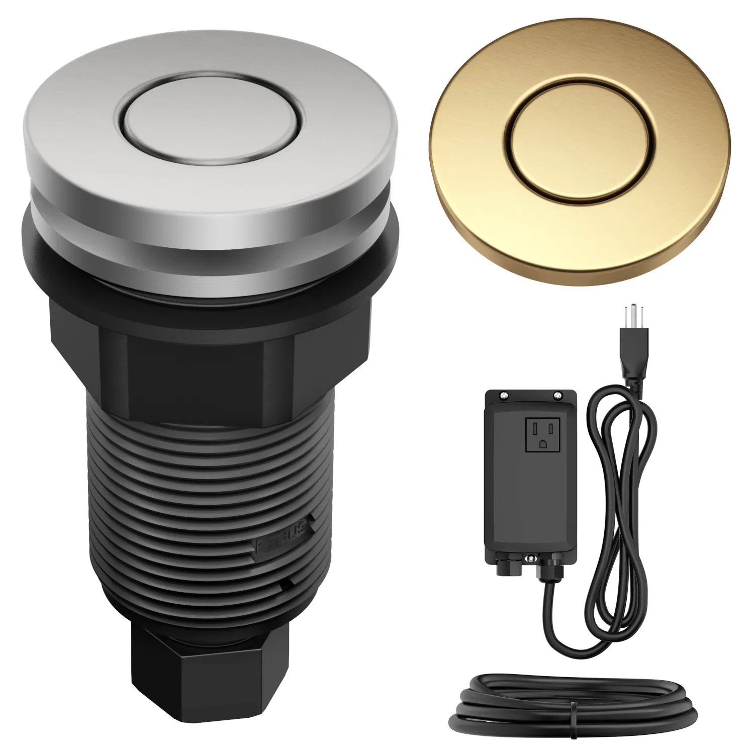 Sale Contemporary Flat Top Button Garbage Disposal Air Switch Kit in Brushed Brass Garbage Disposals & Parts