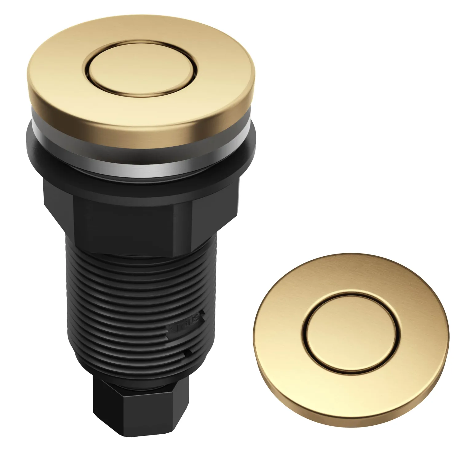 Sale Contemporary Flat Top Button Garbage Disposal Air Switch Kit in Brushed Brass Garbage Disposals & Parts