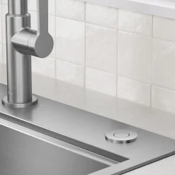 Discount Contemporary Flat Top Button Garbage Disposal Air Switch Kit in Spot-Free Stainless Garbage Disposals & Parts