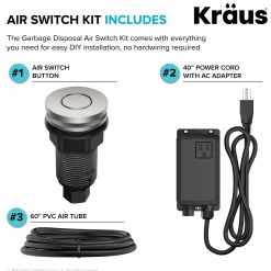 Discount Contemporary Flat Top Button Garbage Disposal Air Switch Kit in Spot-Free Stainless Garbage Disposals & Parts