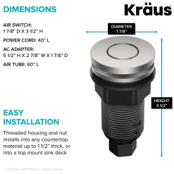 Discount Contemporary Flat Top Button Garbage Disposal Air Switch Kit in Spot-Free Stainless Garbage Disposals & Parts