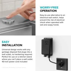 Discount Contemporary Flat Top Button Garbage Disposal Air Switch Kit in Spot-Free Stainless Garbage Disposals & Parts
