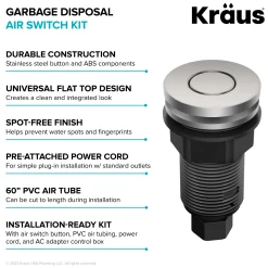 Discount Contemporary Flat Top Button Garbage Disposal Air Switch Kit in Spot-Free Stainless Garbage Disposals & Parts