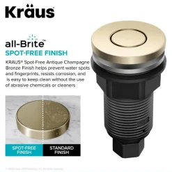 Discount Contemporary Flat Top Garbage Disposal Air Switch Button in Antique Champagne Bronze Garbage Disposals & Parts