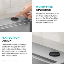 Outlet Contemporary Flat Top Garbage Disposal Air Switch Button Matte Black Garbage Disposals & Parts