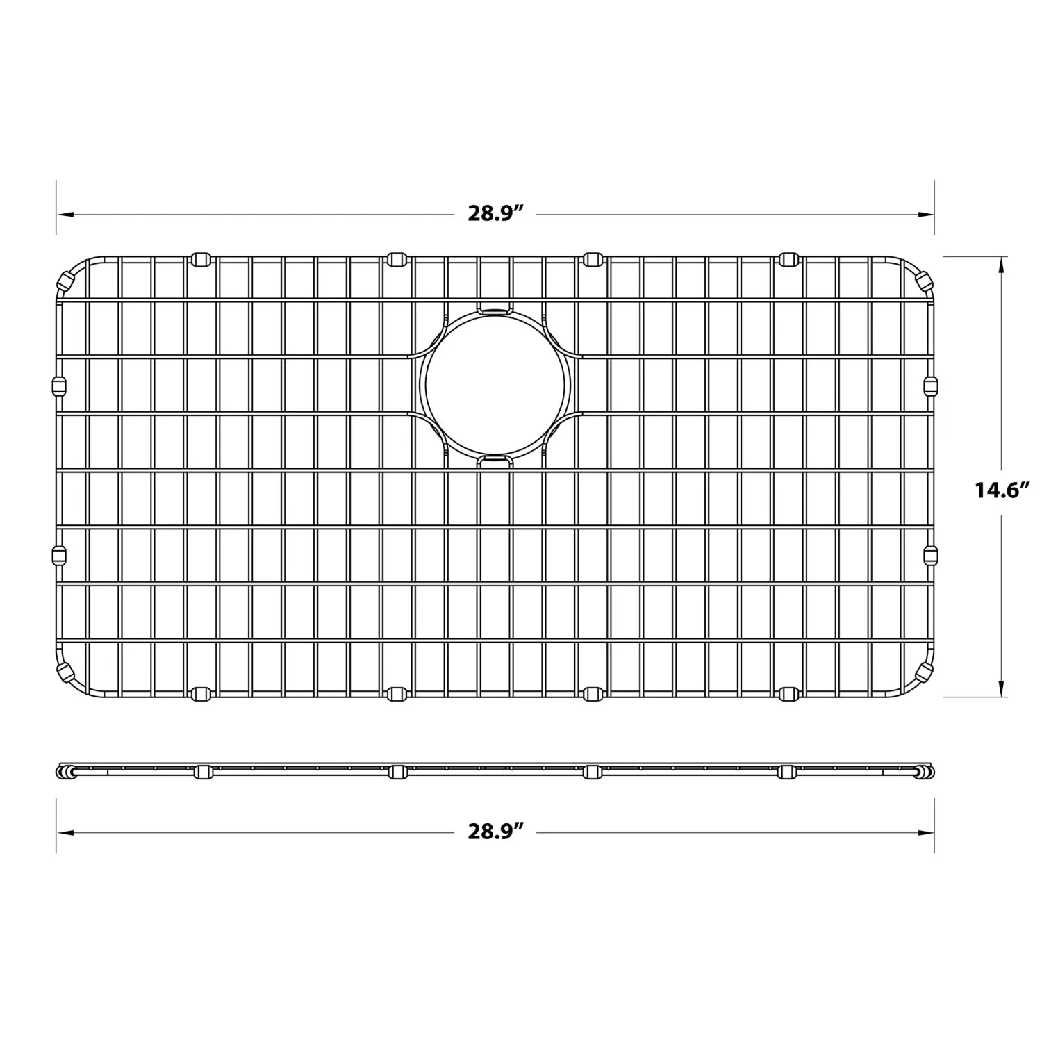 Dex Series 33-Inch Stainless Steel Kitchen Sink Bottom Grid with Soft Rubber Bumpers Bottom Grids