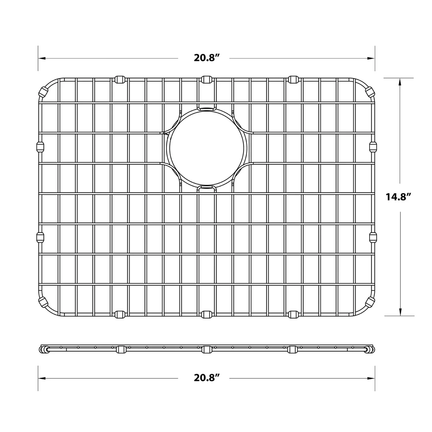 Dex Series 25-Inch Stainless Steel Kitchen Sink Bottom Grid with Soft Rubber Bumpers Bottom Grids