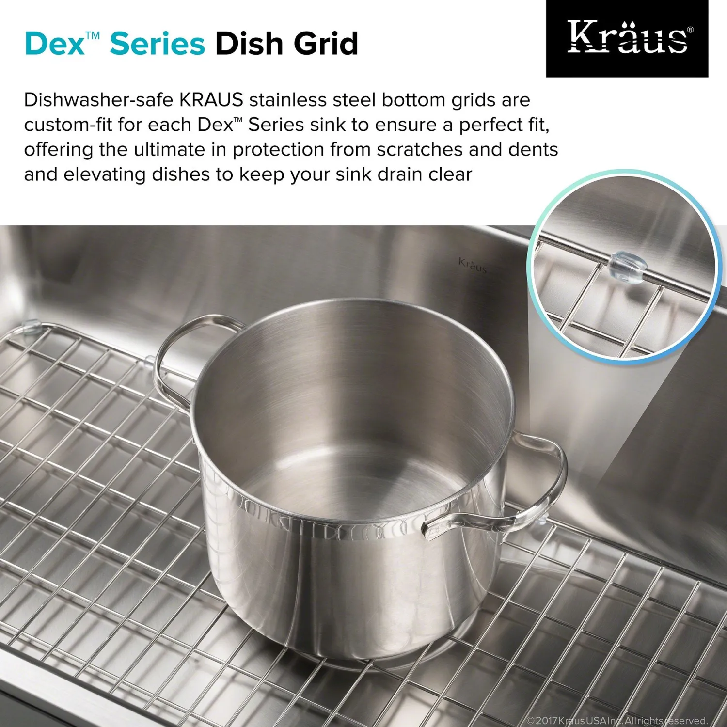 Dex Series 25-Inch Stainless Steel Kitchen Sink Bottom Grid with Soft Rubber Bumpers Bottom Grids