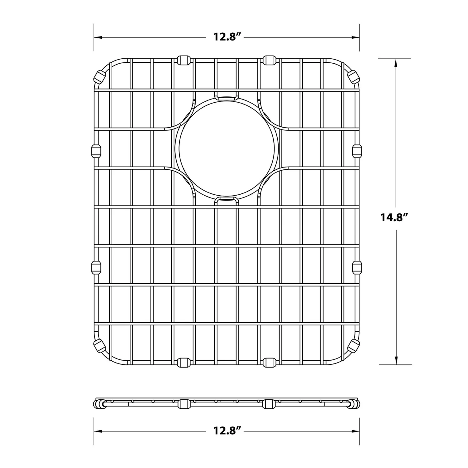 Outlet Dex Series 17 Inch Stainless Steel Kitchen Sink Bottom Grid with Soft Rubber Bumpers Bottom Grids
