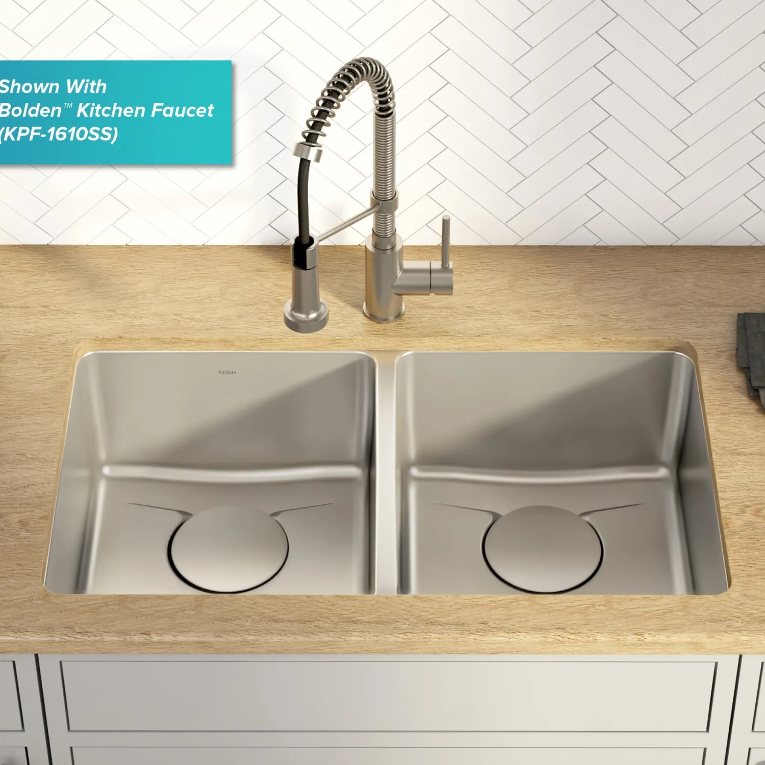 Clearance Dex 33" Undermount 50/50 Double Bowl 16 Gauge Stainless Steel Kitchen Sink with VersiDrain Stainless Steel Sinks|Double Bowl Sinks