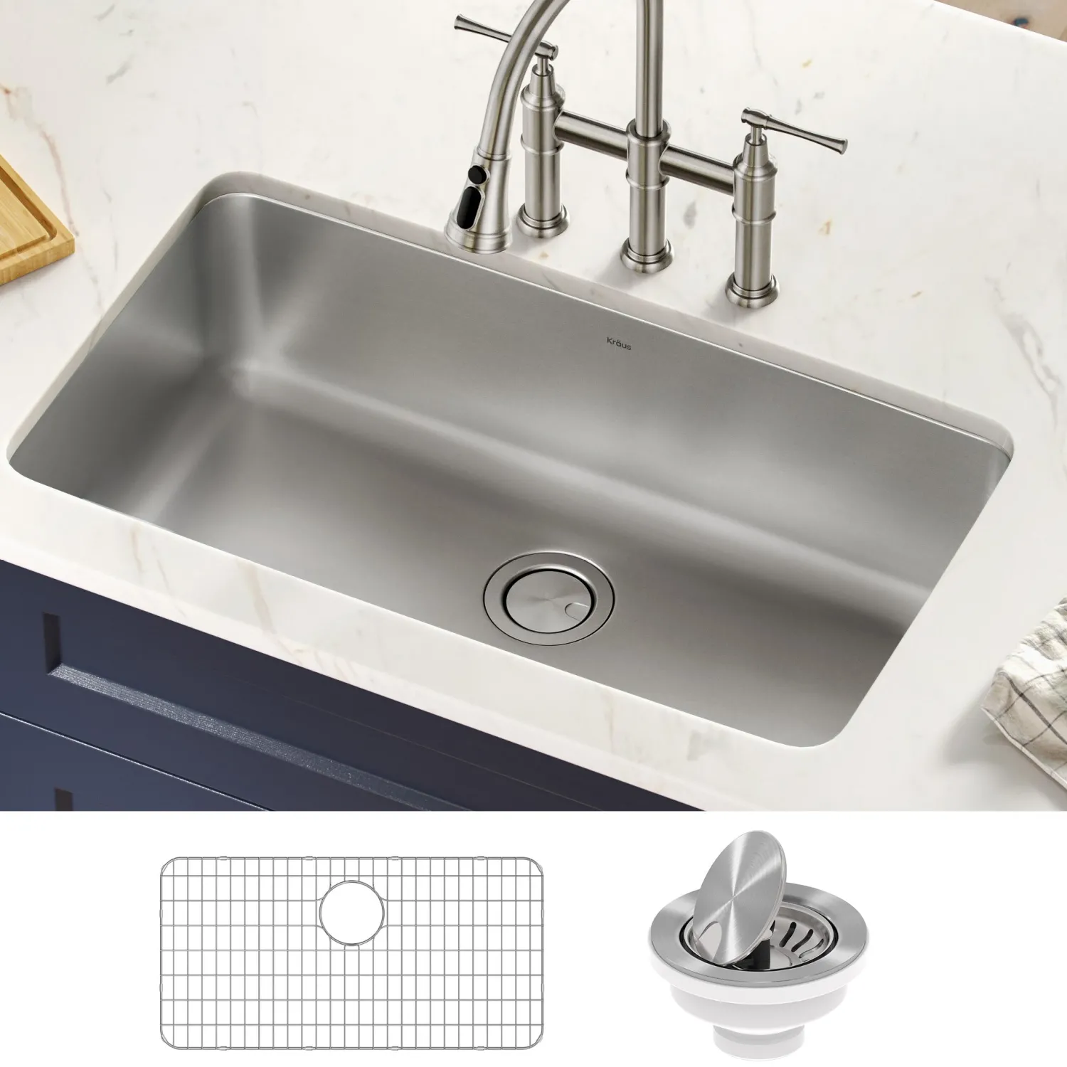 Best Dex 33" Undermount 16 Gauge Stainless Steel Kitchen Sink Stainless Steel Sinks|Single Bowl Sinks