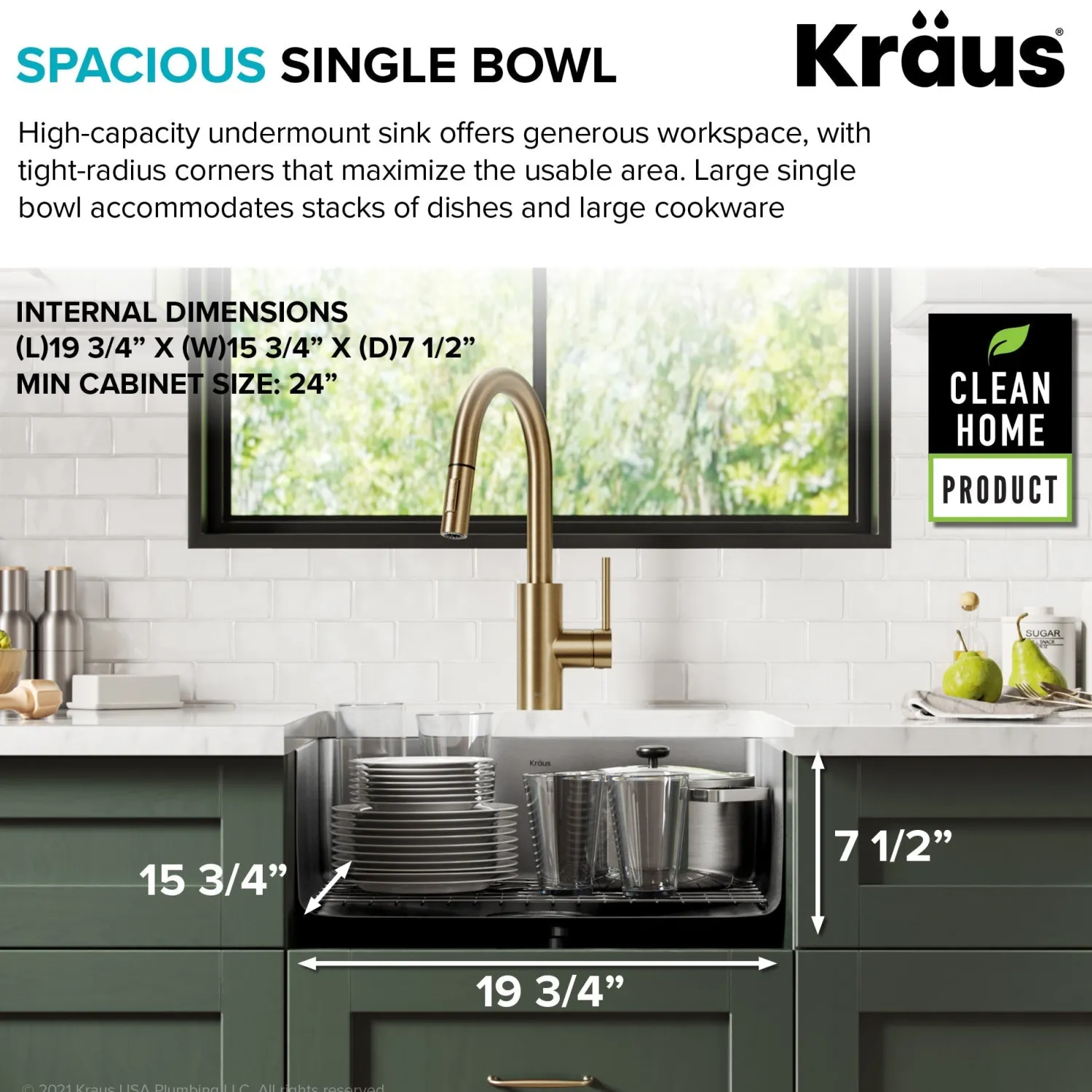 Best Dex 21" Undermount 16 Gauge Stainless Steel Kitchen Sink Stainless Steel Sinks|Single Bowl Sinks