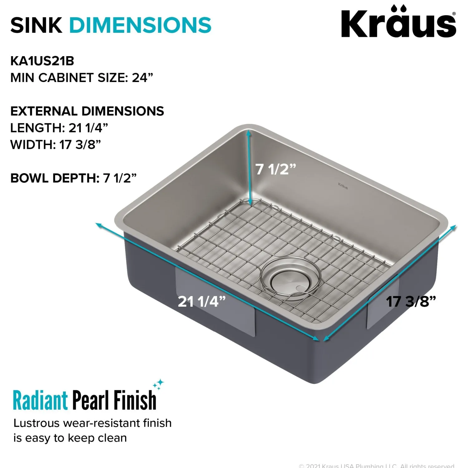 Best Dex 21" Undermount 16 Gauge Stainless Steel Kitchen Sink Stainless Steel Sinks|Single Bowl Sinks