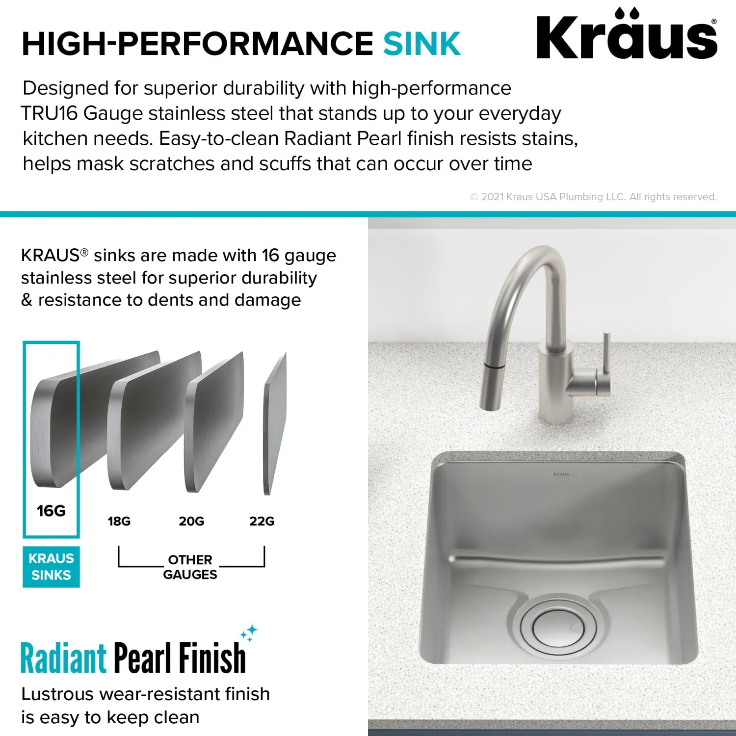 New Dex 17" Undermount16 Gauge Stainless Steel Kitchen Sink with VersiDrain Bar / Prep Sinks