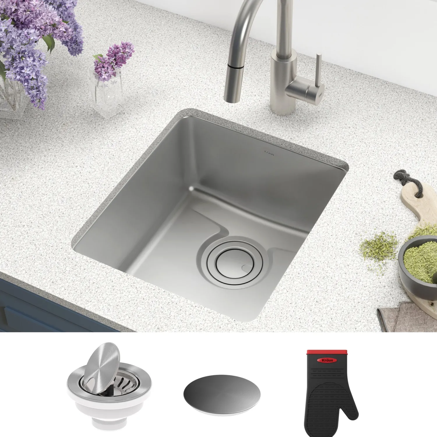 New Dex 17" Undermount16 Gauge Stainless Steel Kitchen Sink with VersiDrain Bar / Prep Sinks