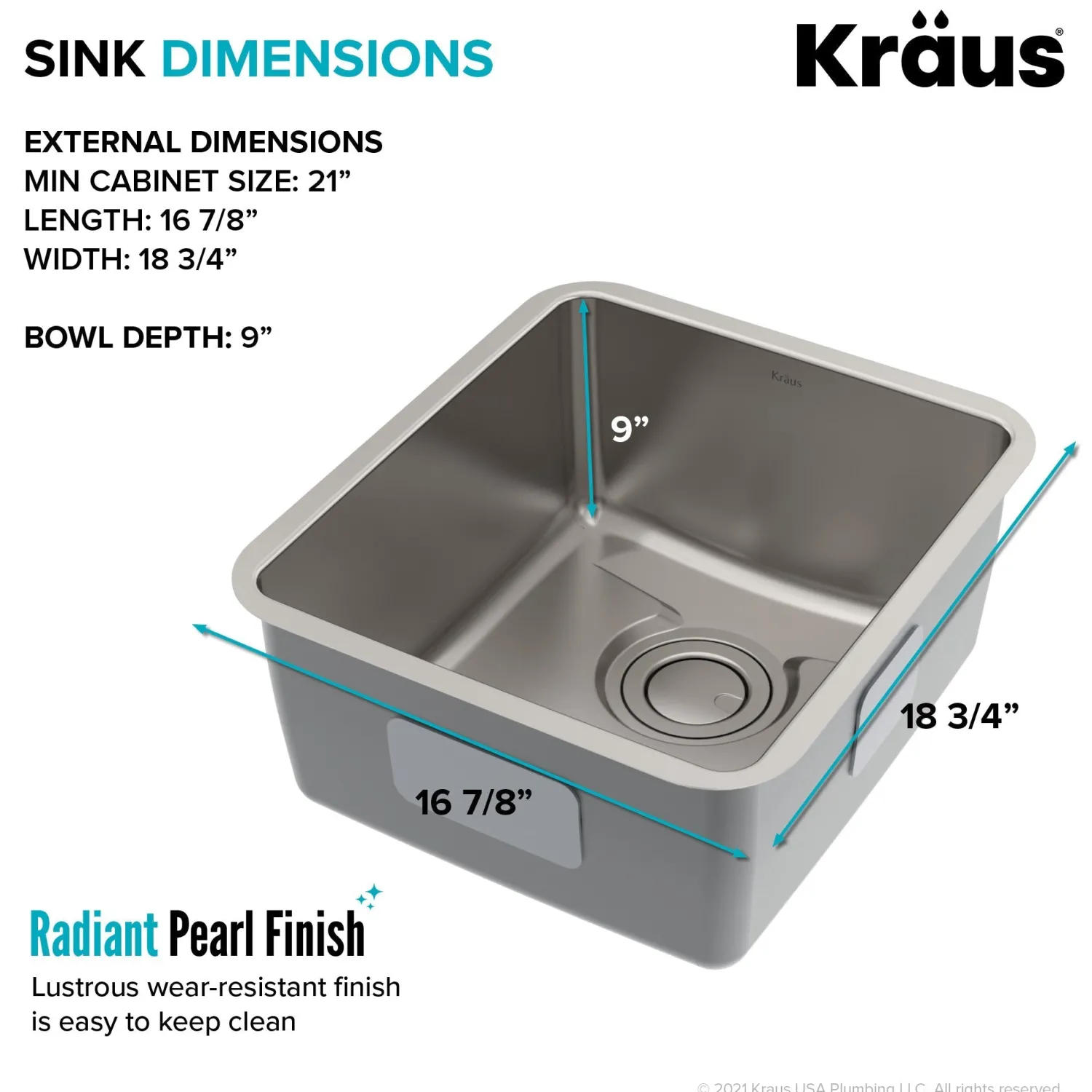 New Dex 17" Undermount16 Gauge Stainless Steel Kitchen Sink with VersiDrain Bar / Prep Sinks