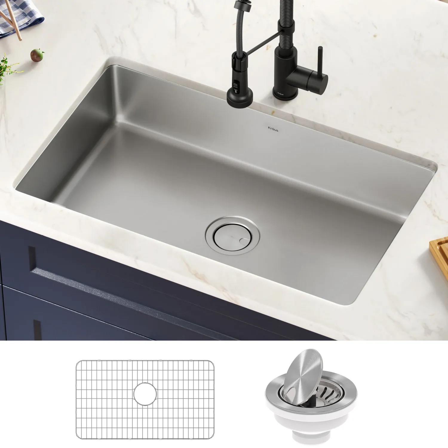 Hot Dex 32" Undermount 16 Gauge Stainless Steel Kitchen Sink Stainless Steel Sinks|Single Bowl Sinks