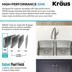 Online Dex 33" Undermount 16 Gauge Stainless Steel Double Bowl Kitchen Sink Stainless Steel Sinks|Double Bowl Sinks
