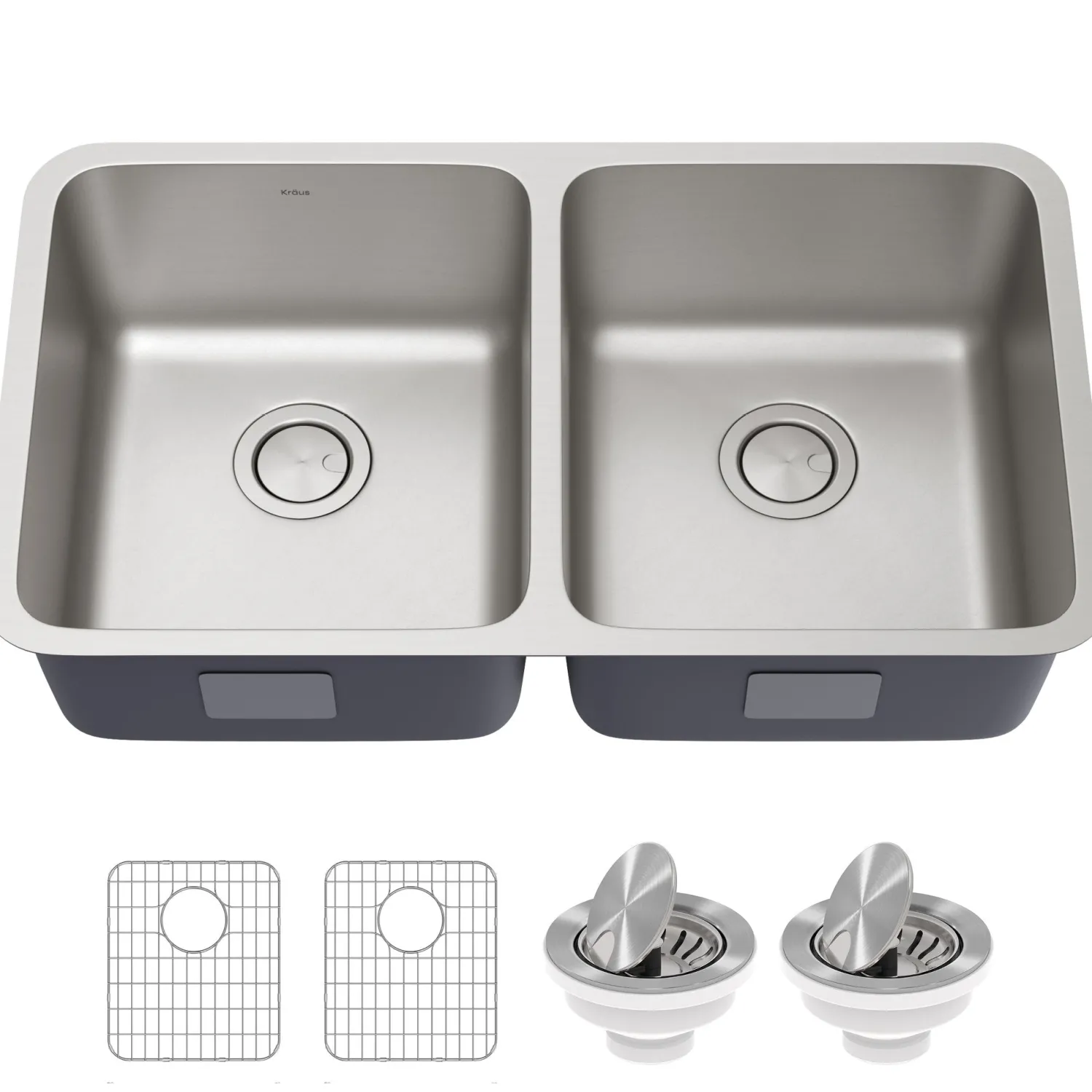 Online Dex 33" Undermount 16 Gauge Stainless Steel Double Bowl Kitchen Sink Stainless Steel Sinks|Double Bowl Sinks