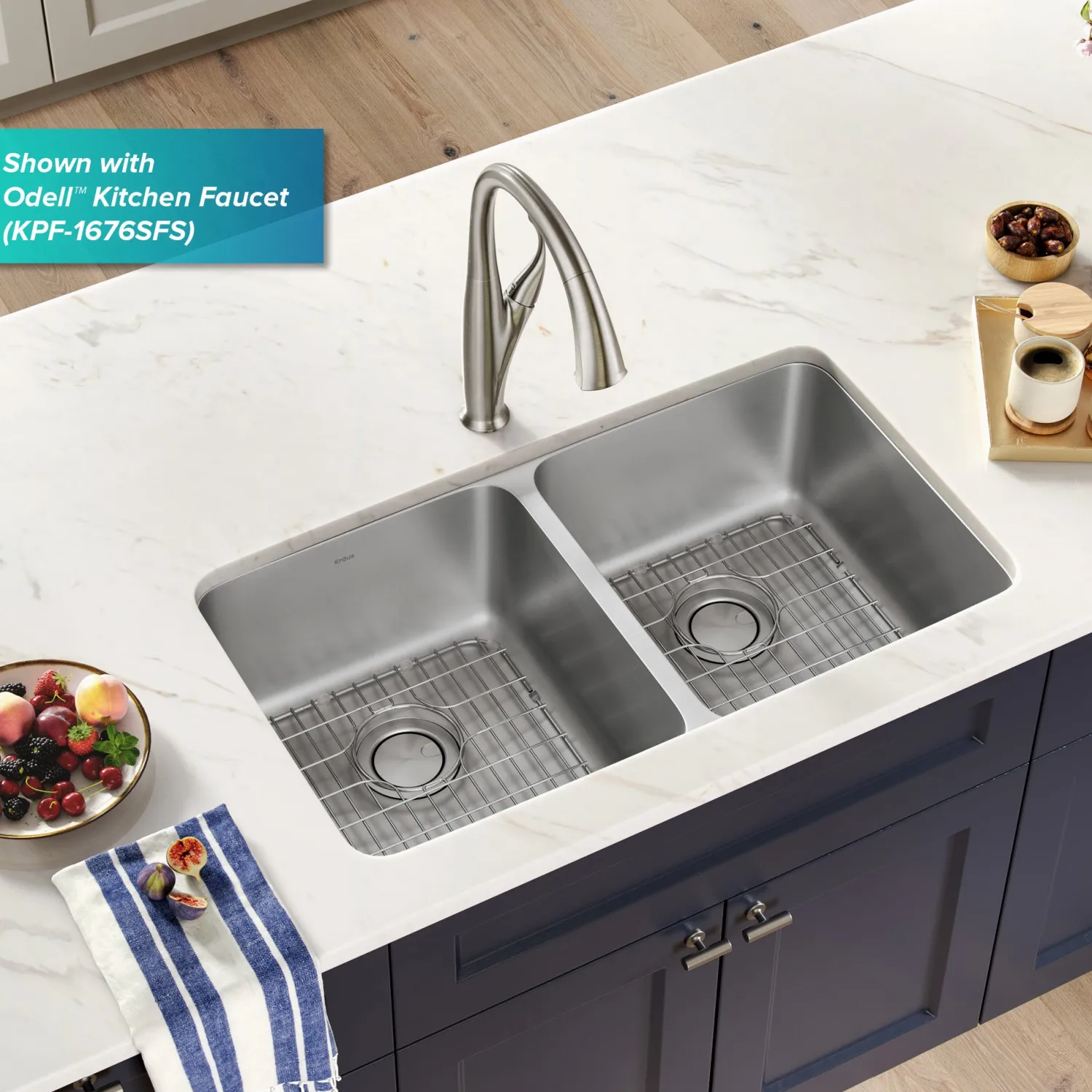 Online Dex 33" Undermount 16 Gauge Stainless Steel Double Bowl Kitchen Sink Stainless Steel Sinks|Double Bowl Sinks