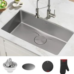 Outlet Dex 33" Undermount 16 Gauge Stainless Steel Kitchen Sink with VersiDrain Stainless Steel Sinks|Single Bowl Sinks