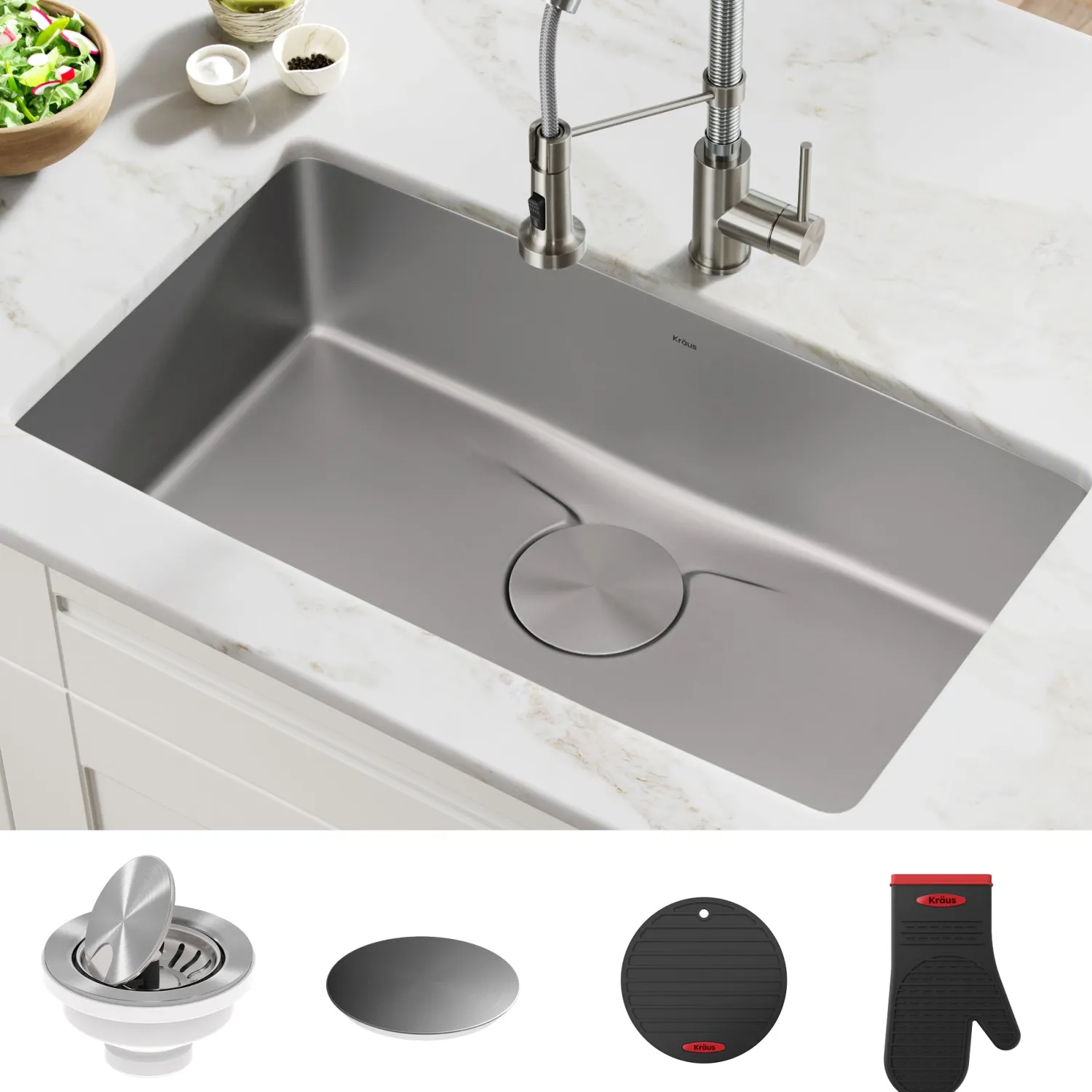 Outlet Dex 33" Undermount 16 Gauge Stainless Steel Kitchen Sink with VersiDrain Stainless Steel Sinks|Single Bowl Sinks