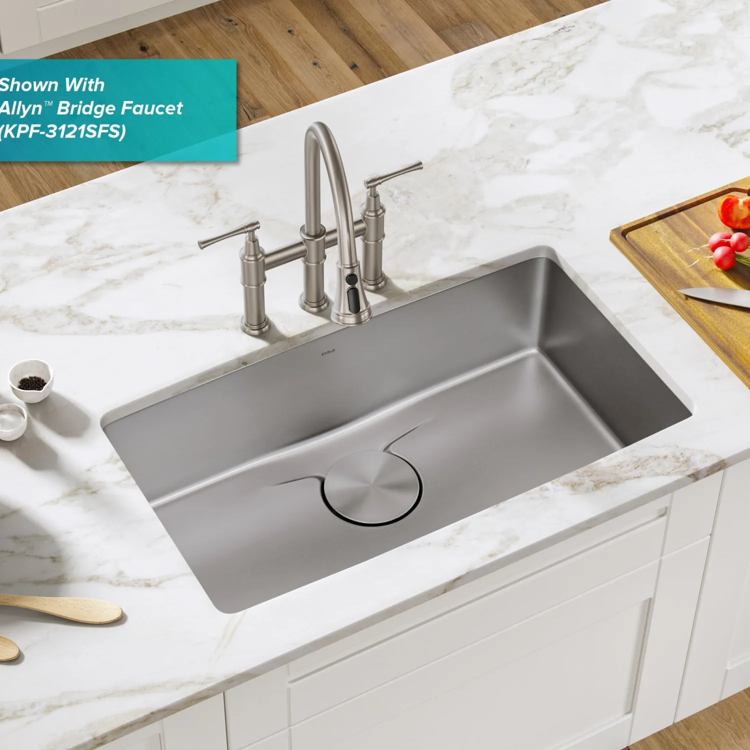 Outlet Dex 33" Undermount 16 Gauge Stainless Steel Kitchen Sink with VersiDrain Stainless Steel Sinks|Single Bowl Sinks