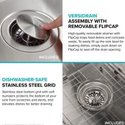 Online Dex 25" Undermount 16 Gauge Stainless Steel Kitchen Sink Stainless Steel Sinks|Single Bowl Sinks