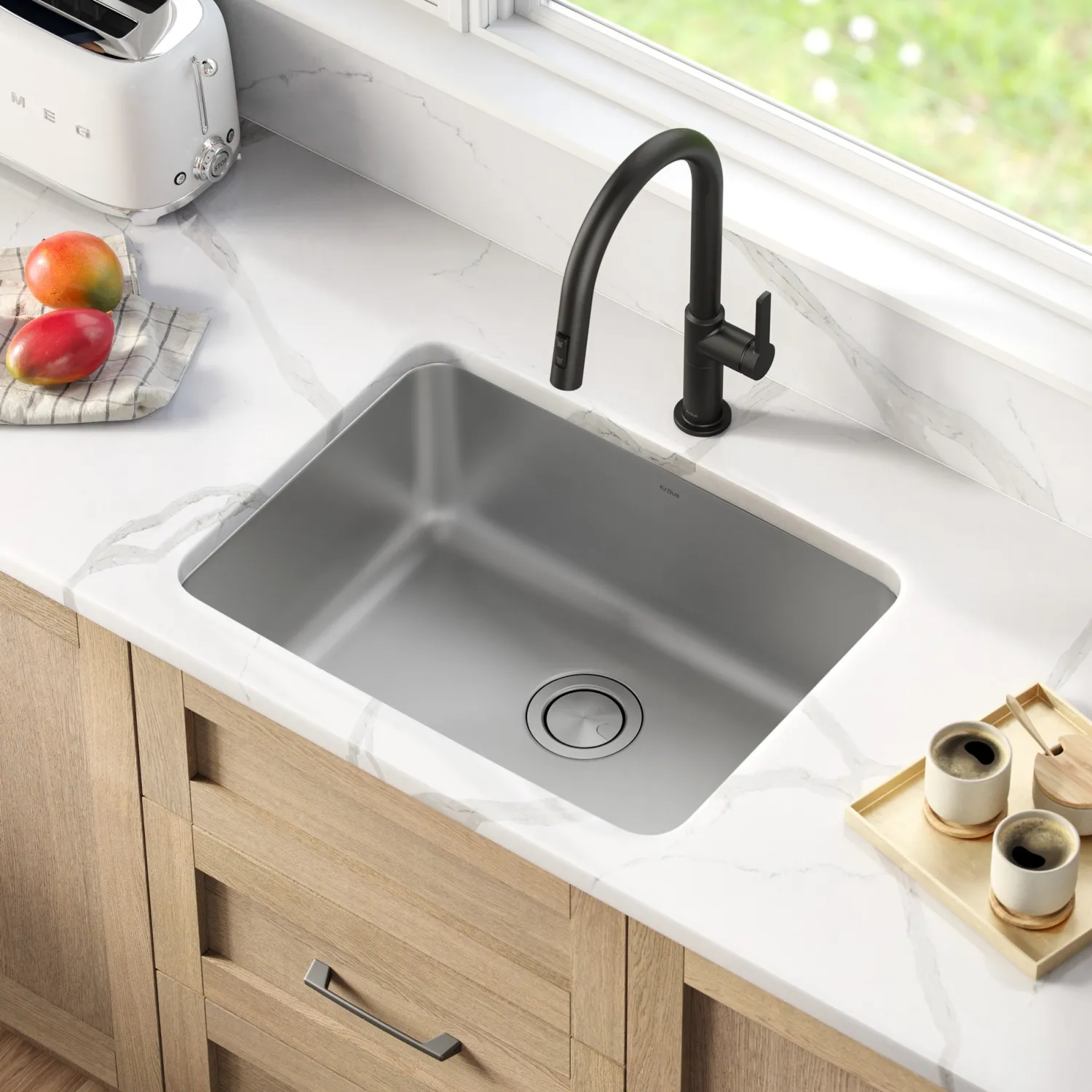 Online Dex 25" Undermount 16 Gauge Stainless Steel Kitchen Sink Stainless Steel Sinks|Single Bowl Sinks
