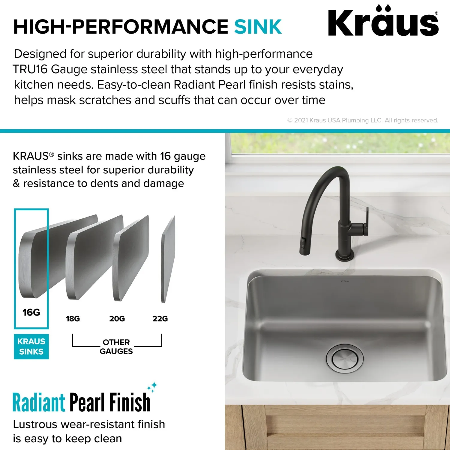 Online Dex 25" Undermount 16 Gauge Stainless Steel Kitchen Sink Stainless Steel Sinks|Single Bowl Sinks