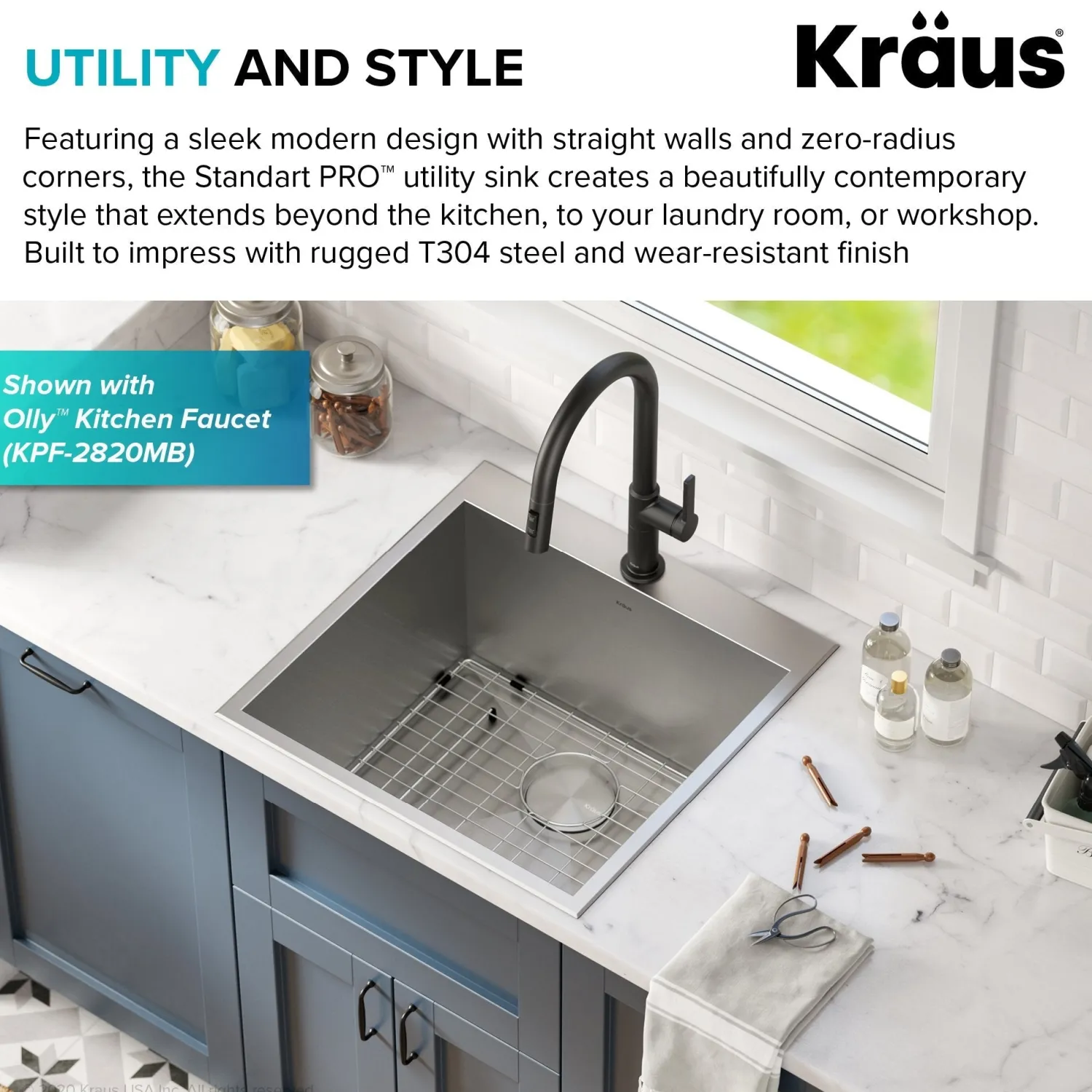 Online 22" Drop-in 16 Gauge Stainless Steel Laundry Utility Sink Drop-In / Top Mount Sinks|Stainless Steel Sinks