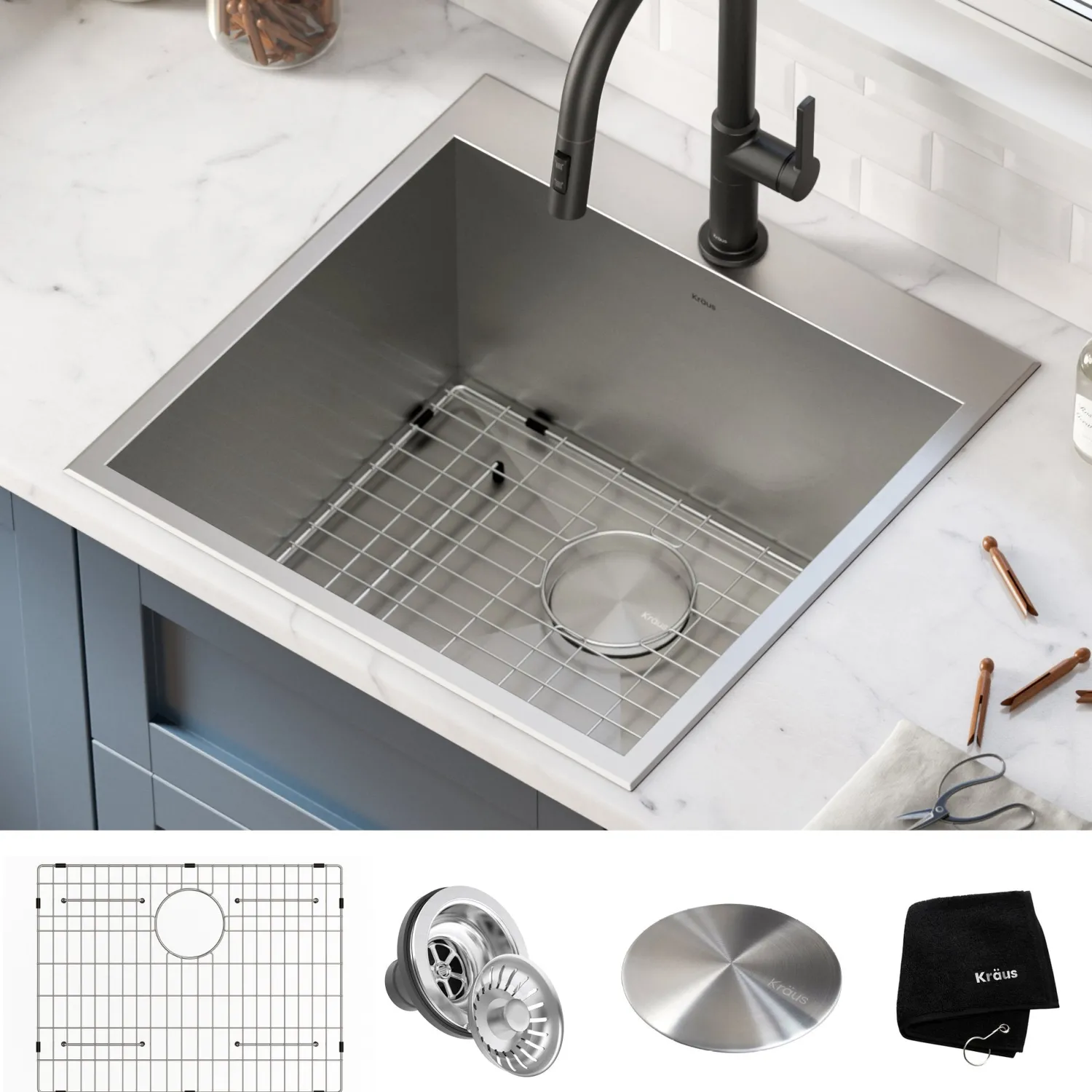 Online 22" Drop-in 16 Gauge Stainless Steel Laundry Utility Sink Drop-In / Top Mount Sinks|Stainless Steel Sinks