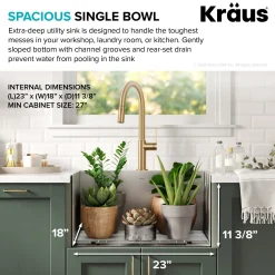 25" Drop-in 16 Gauge Stainless Steel Laundry Utility Sink Drop-In / Top Mount Sinks|Stainless Steel Sinks