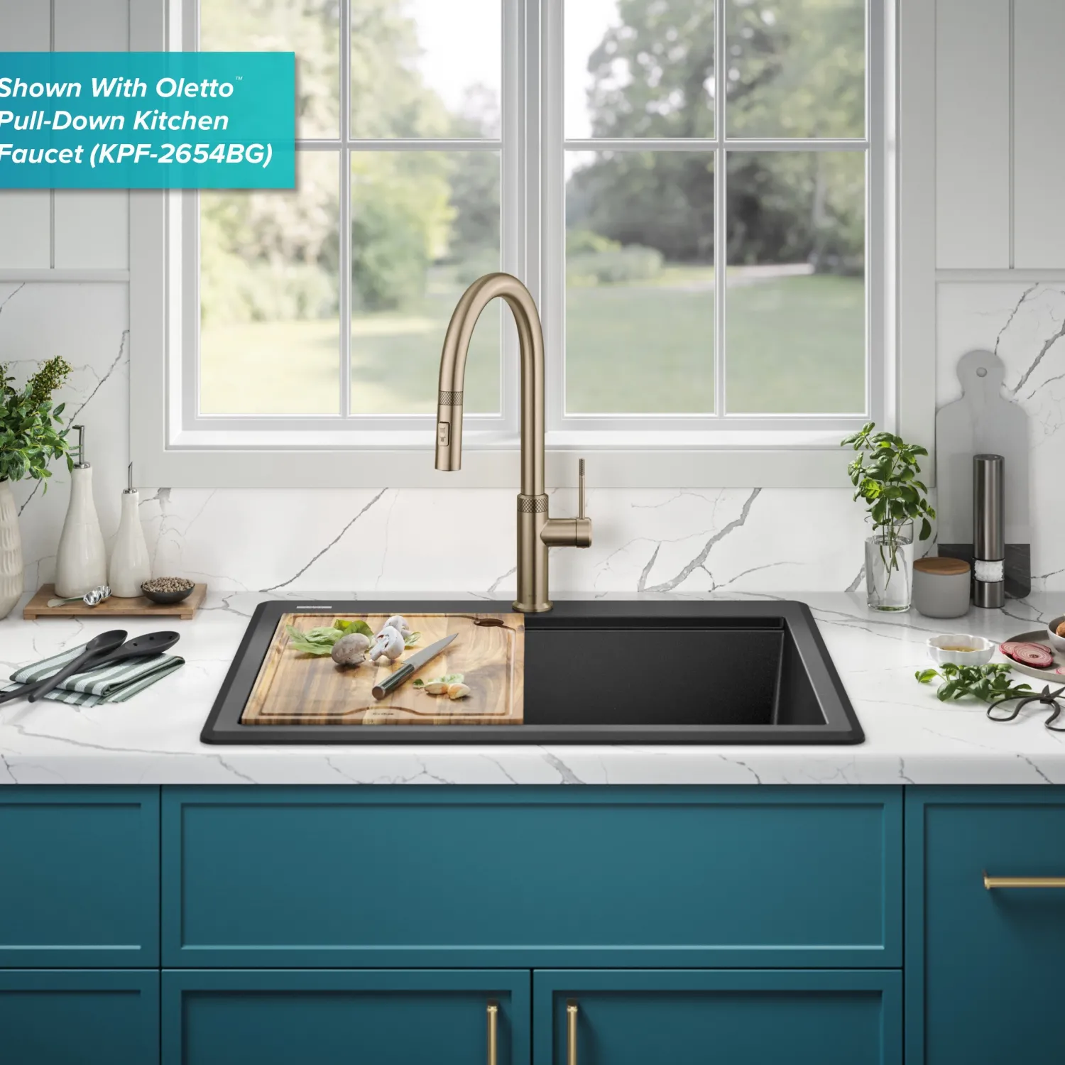 Best 28” Drop-In Granite Composite Workstation Kitchen Sink in Metallic Black Drop-In / Top Mount Sinks|Single Bowl Sinks
